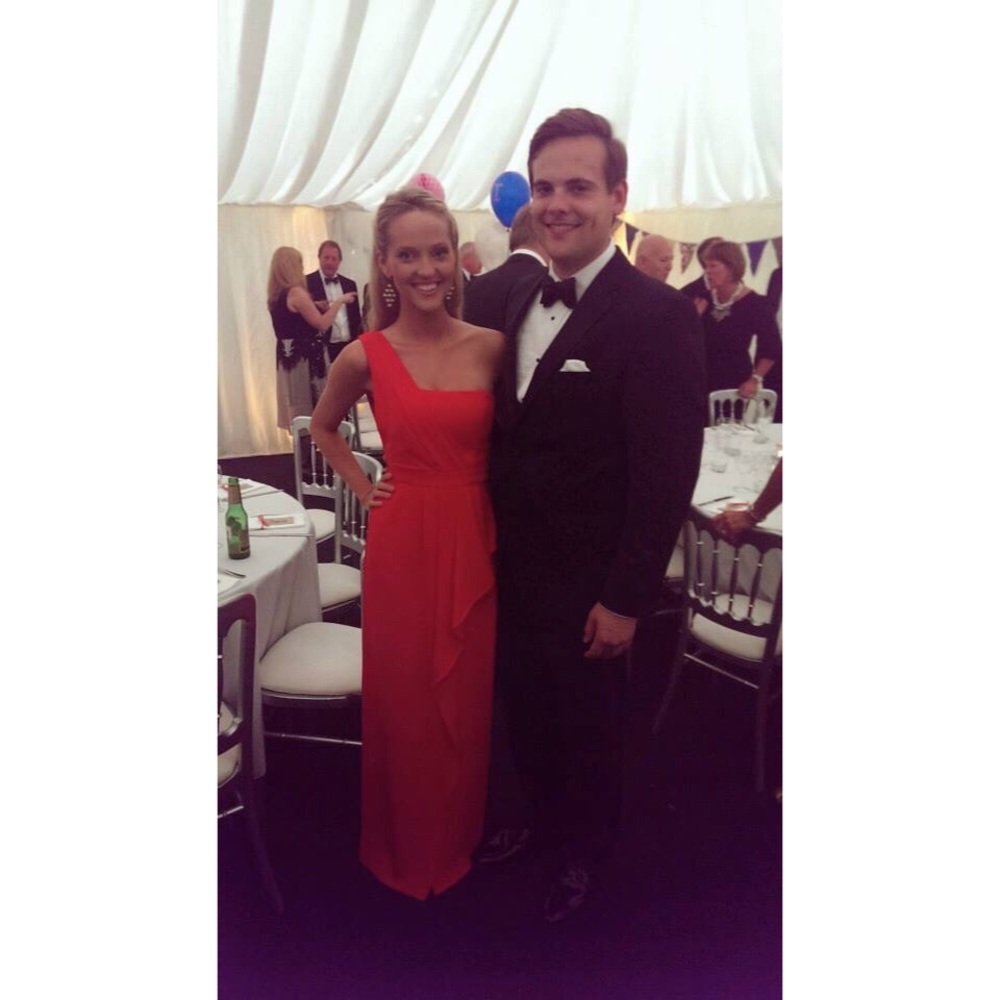BCBGMAXAZRIA Red Peplum One Shoulder Gown - Picture 5 of 8